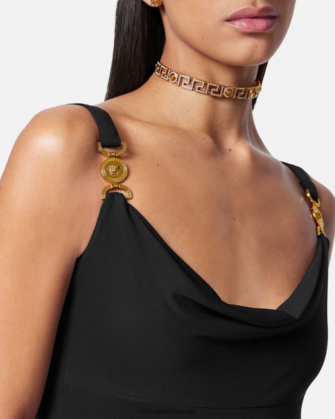 Versace vestido largo con medusa \'95 mujer negro ropa H88R0H44