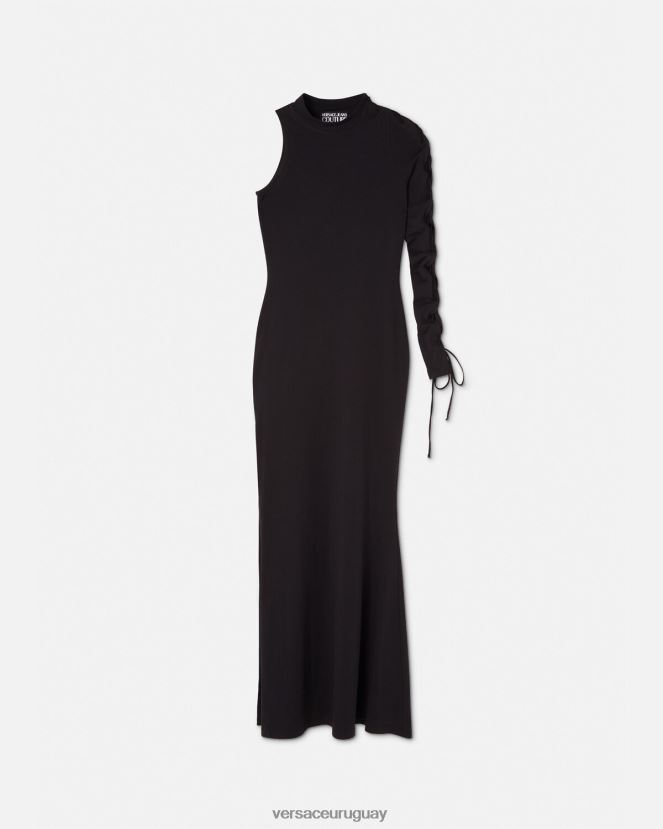 Versace vestido largo de un solo hombro mujer negro ropa H88R0H2194