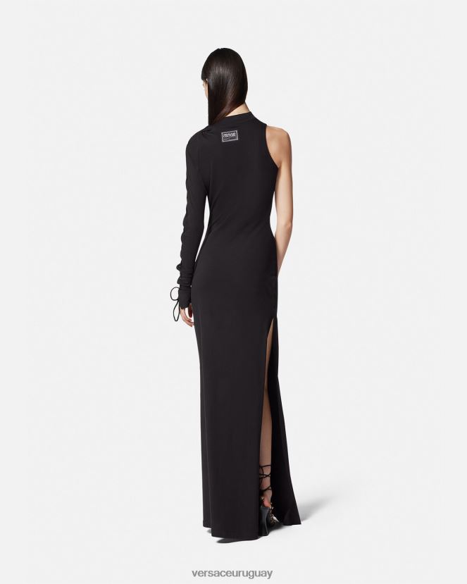 Versace vestido largo de un solo hombro mujer negro ropa H88R0H2194