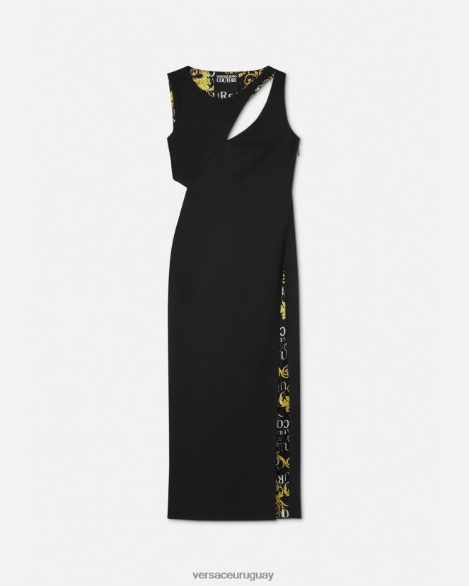 Versace vestido midi de alta costura con logo mujer negro ropa H88R0H2190
