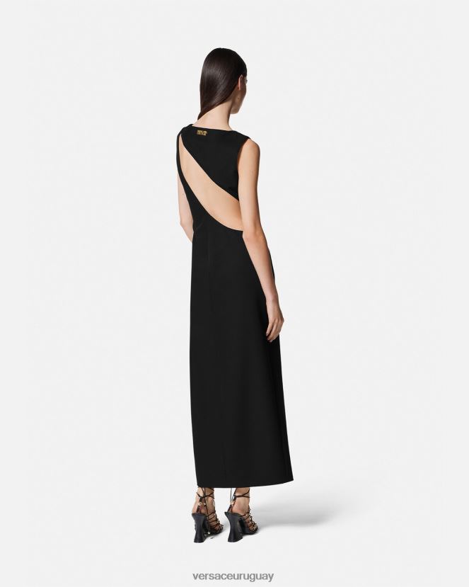 Versace vestido midi de alta costura con logo mujer negro ropa H88R0H2190