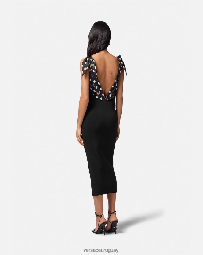 Versace vestido midi de punto con mariposas y medusa \'95 mujer negro ropa H88R0H6