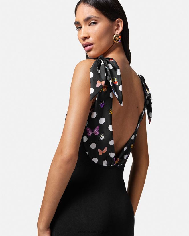 Versace vestido midi de punto con mariposas y medusa \'95 mujer negro ropa H88R0H6
