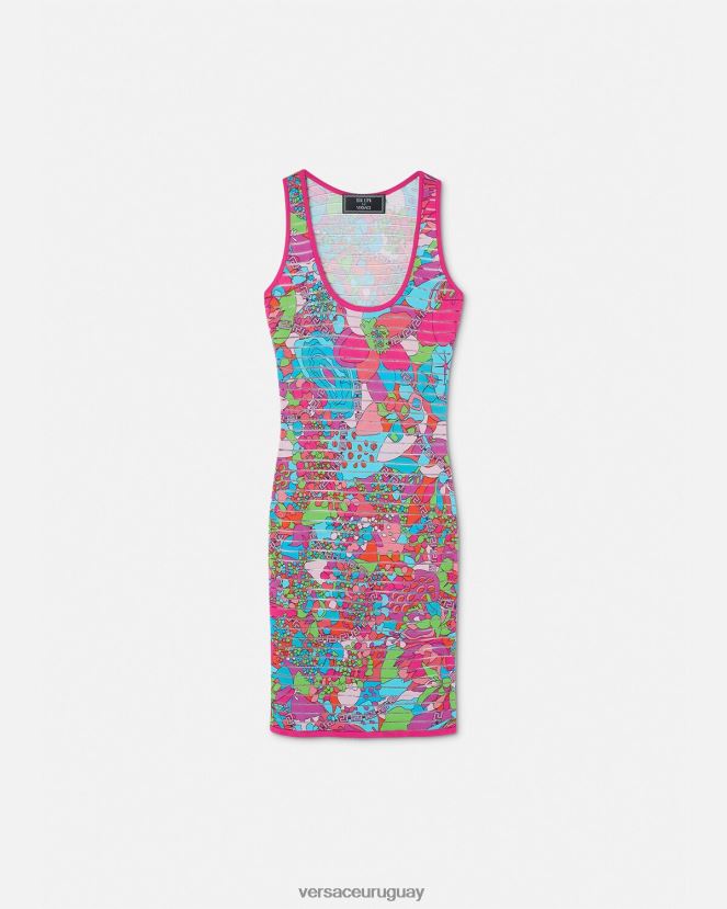 Versace vestido midi de punto floral de verano mujer imprimir ropa H88R0H12