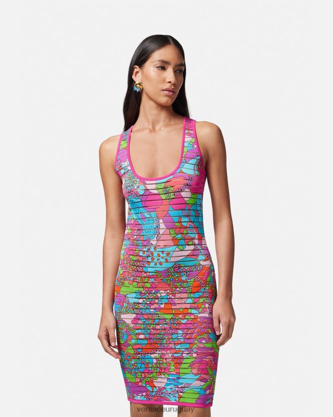 Versace vestido midi de punto floral de verano mujer imprimir ropa H88R0H12
