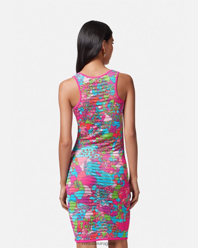Versace vestido midi de punto floral de verano mujer imprimir ropa H88R0H12