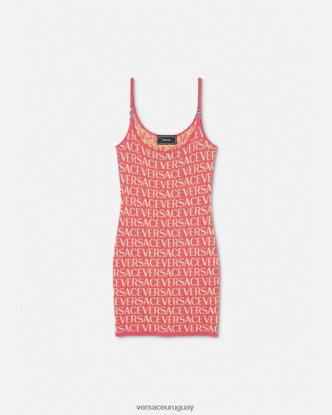 Versace vestido midi de punto integral mujer rosa y blanco ropa H88R0H24