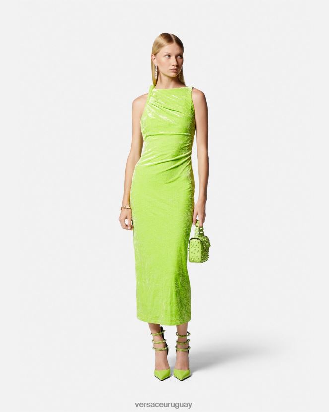 Versace vestido midi de terciopelo enrollado mujer cal ropa H88R0H75