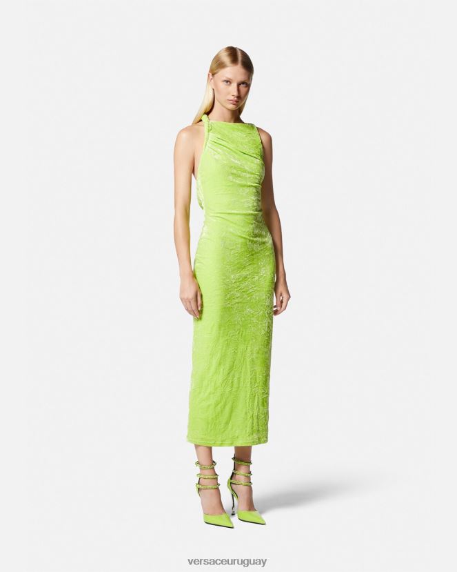 Versace vestido midi de terciopelo enrollado mujer cal ropa H88R0H75
