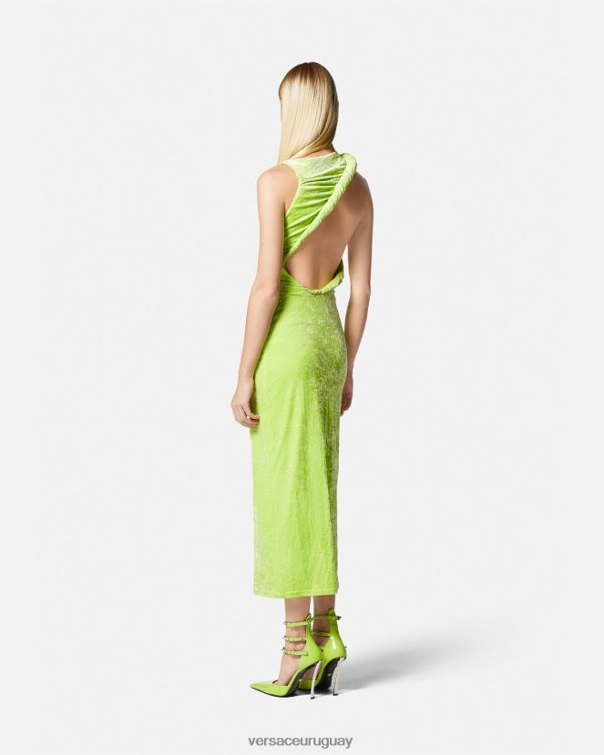 Versace vestido midi de terciopelo enrollado mujer cal ropa H88R0H75