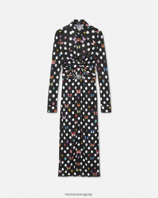 Versace vestido midi estilo camisa con mariposas y medusa '95 mujer imprimir ropa H88R0H4
