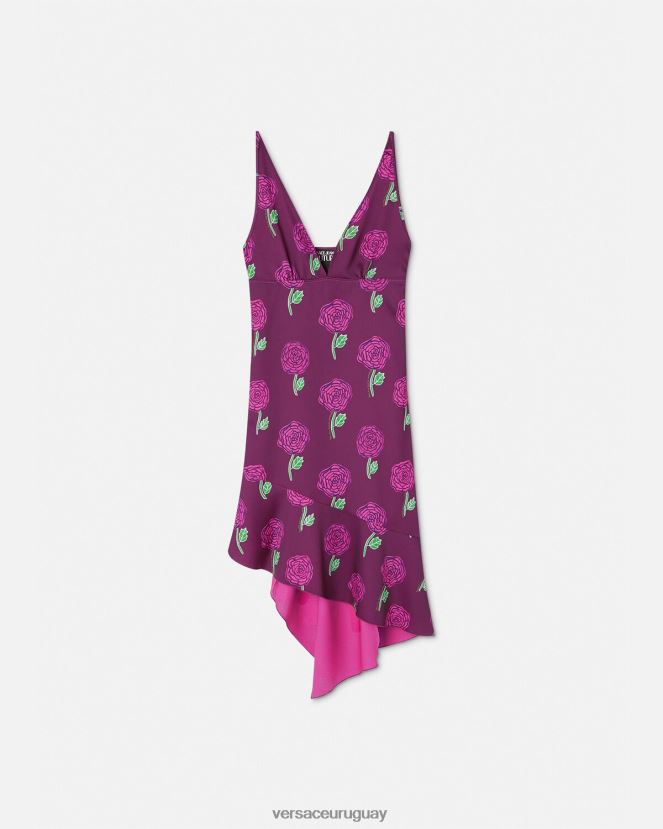 Versace vestido midi rosas mujer Violeta ropa H88R0H2160