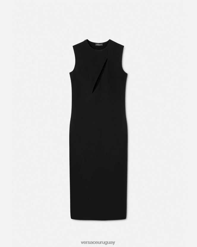 Versace vestido midi sin mangas con cortes mujer negro ropa H88R0H46