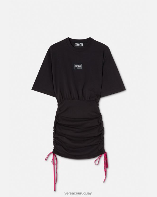 Versace vestido tipo camiseta con logo y número de pieza mujer negro ropa H88R0H2192