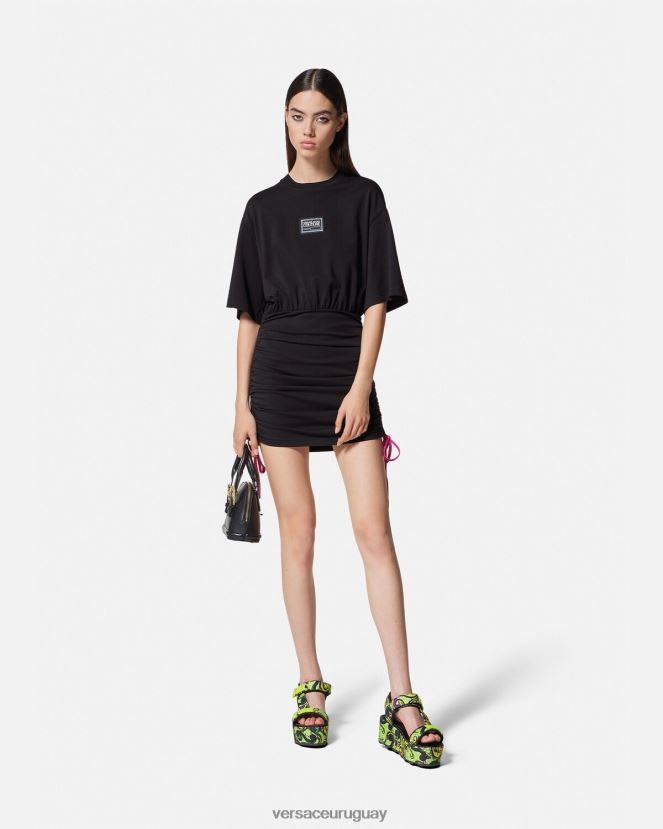 Versace vestido tipo camiseta con logo y número de pieza mujer negro ropa H88R0H2192