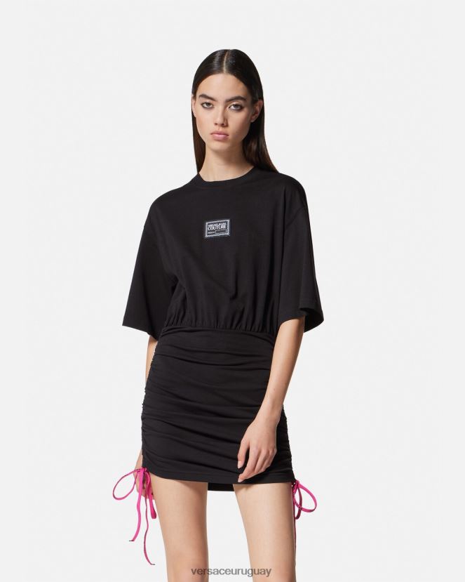 Versace vestido tipo camiseta con logo y número de pieza mujer negro ropa H88R0H2192