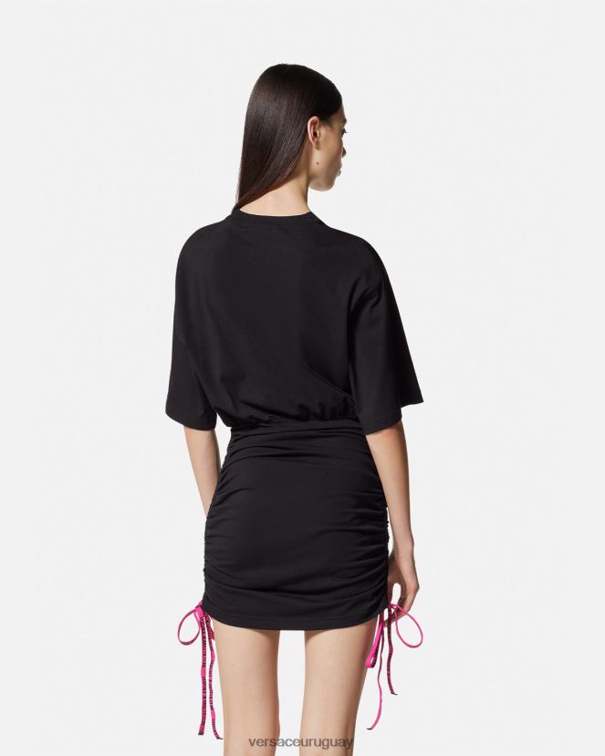 Versace vestido tipo camiseta con logo y número de pieza mujer negro ropa H88R0H2192
