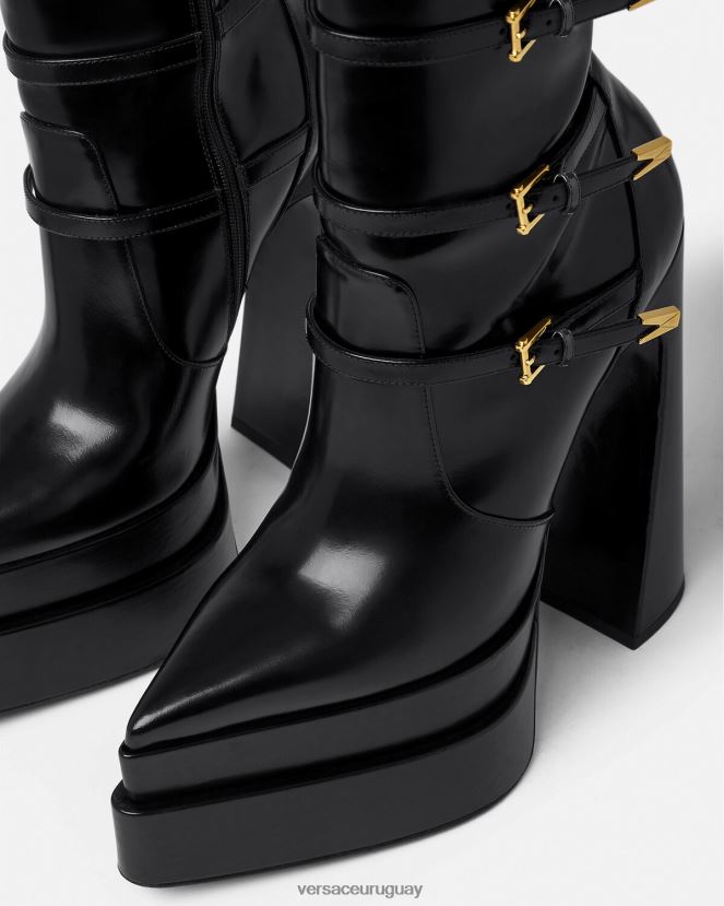 Versace botas aevitas con plataforma puntiaguda mujer negro zapato H88R0H418