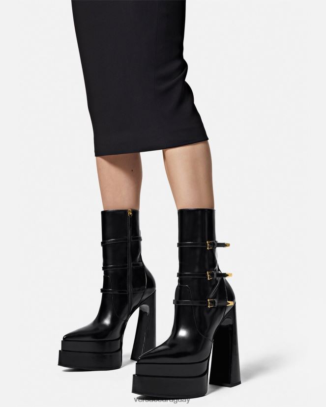 Versace botas aevitas con plataforma puntiaguda mujer negro zapato H88R0H418