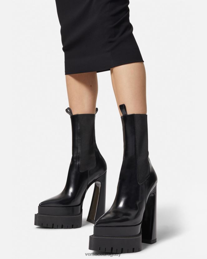 Versace botas aevitas con plataforma puntiaguda mujer negro zapato H88R0H419