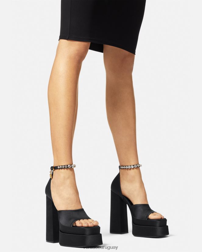 Versace sandalias con plataforma medusa aevitas mujer negro zapato H88R0H424