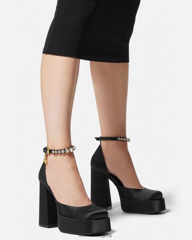 Versace zapatos de tacón con plataforma única medusa aevitas mujer negro zapato H88R0H415