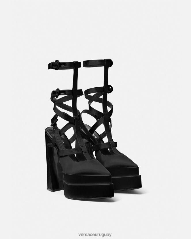 Versace zapatos de tacón con plataforma puntiaguda aevitas mujer negro zapato H88R0H404