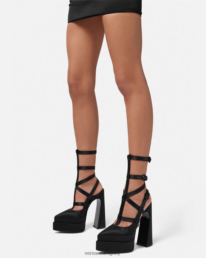 Versace zapatos de tacón con plataforma puntiaguda aevitas mujer negro zapato H88R0H404
