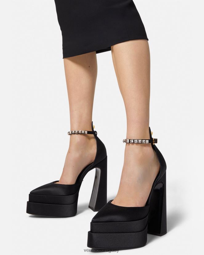 Versace zapatos de tacón con plataforma puntiaguda aevitas mujer negro zapato H88R0H421