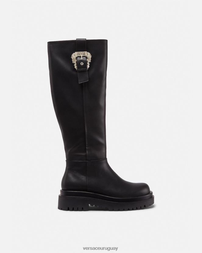 Versace botas altas con hebilla barroca mujer negro zapato H88R0H2269