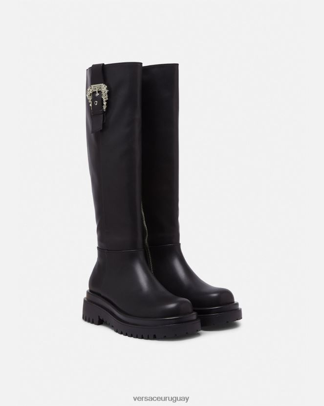 Versace botas altas con hebilla barroca mujer negro zapato H88R0H2269