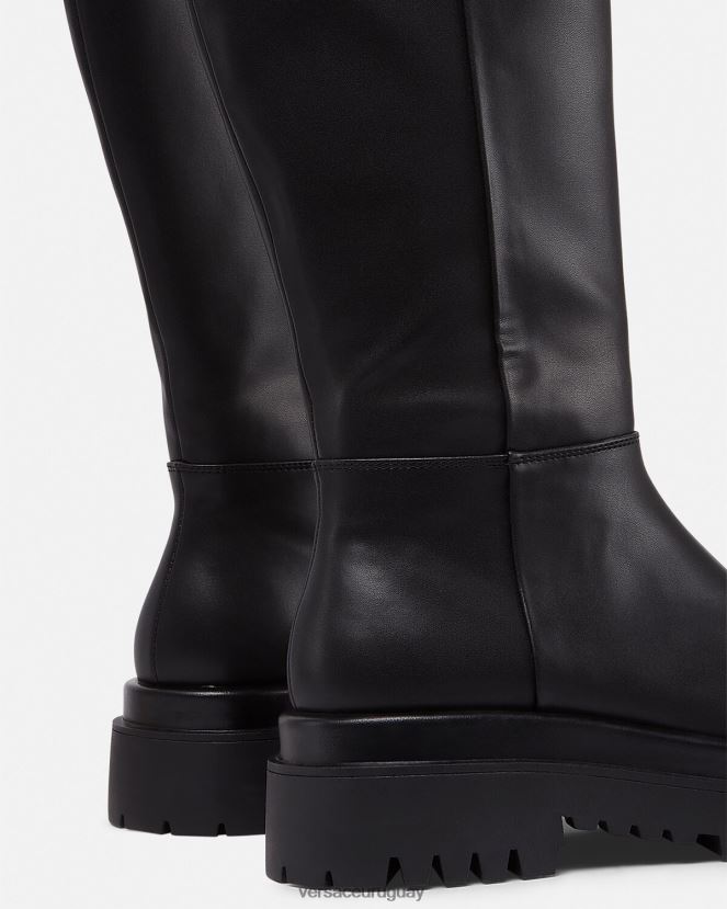 Versace botas altas con hebilla barroca mujer negro zapato H88R0H2269