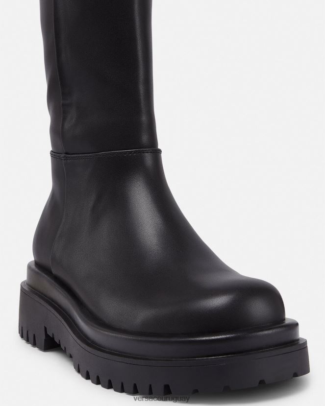 Versace botas altas con hebilla barroca mujer negro zapato H88R0H2269