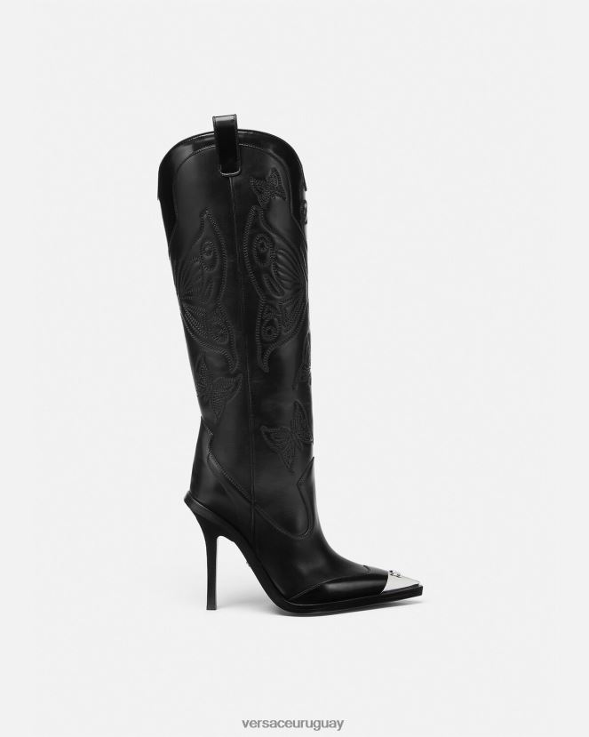 Versace botas altas con mariposas mujer negro zapato H88R0H473