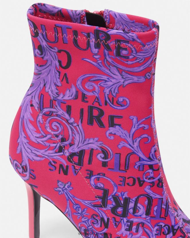 Versace botas de alta costura con logo scarlett mujer fucsia y estampado zapato H88R0H2305
