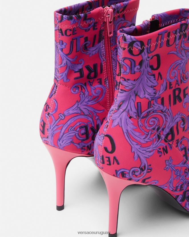 Versace botas de alta costura con logo scarlett mujer fucsia y estampado zapato H88R0H2305