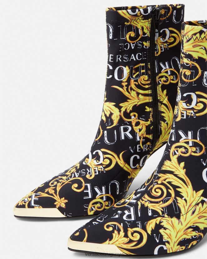 Versace botas de alta costura con logo scarlett mujer oro negro zapato H88R0H2306