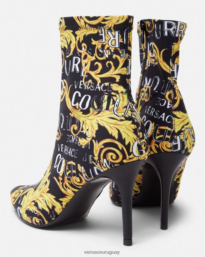 Versace botas de alta costura con logo scarlett mujer oro negro zapato H88R0H2306