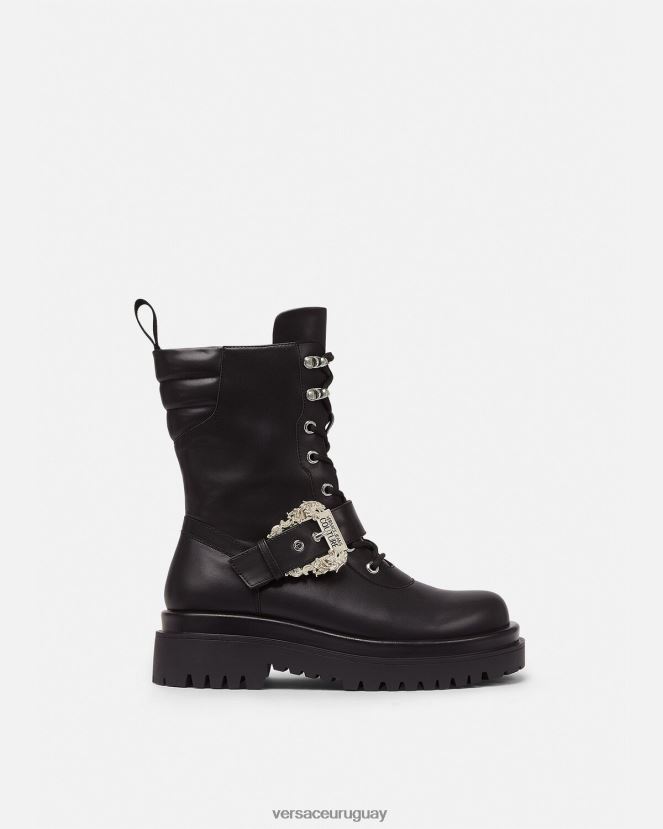 Versace botas militares con hebilla barroca mujer negro zapato H88R0H2270