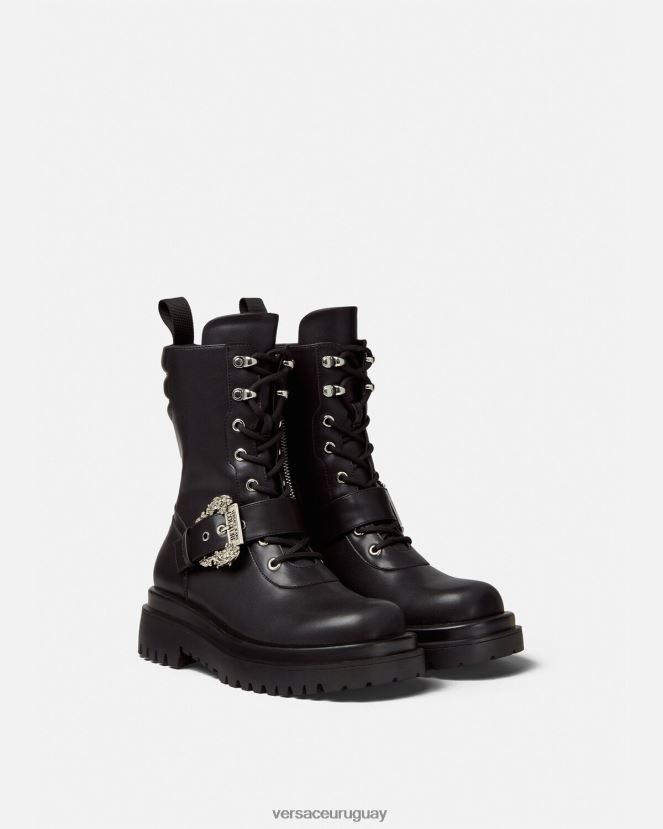 Versace botas militares con hebilla barroca mujer negro zapato H88R0H2270