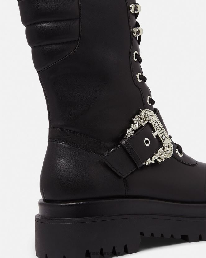 Versace botas militares con hebilla barroca mujer negro zapato H88R0H2270