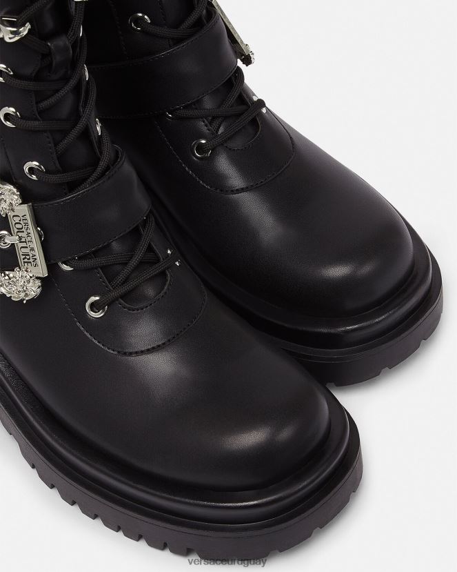 Versace botas militares con hebilla barroca mujer negro zapato H88R0H2270