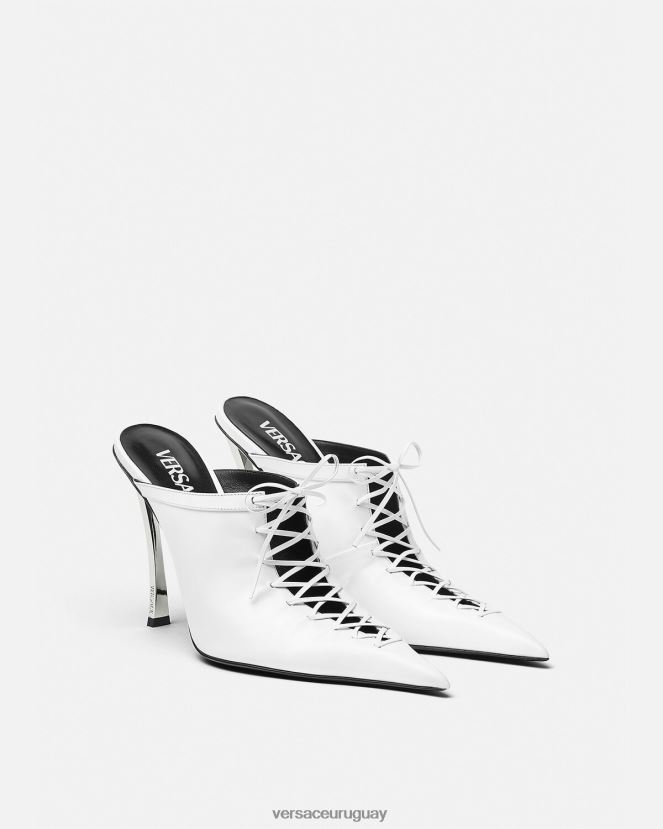 Versace mules con punta de alfiler mujer blanco zapato H88R0H392