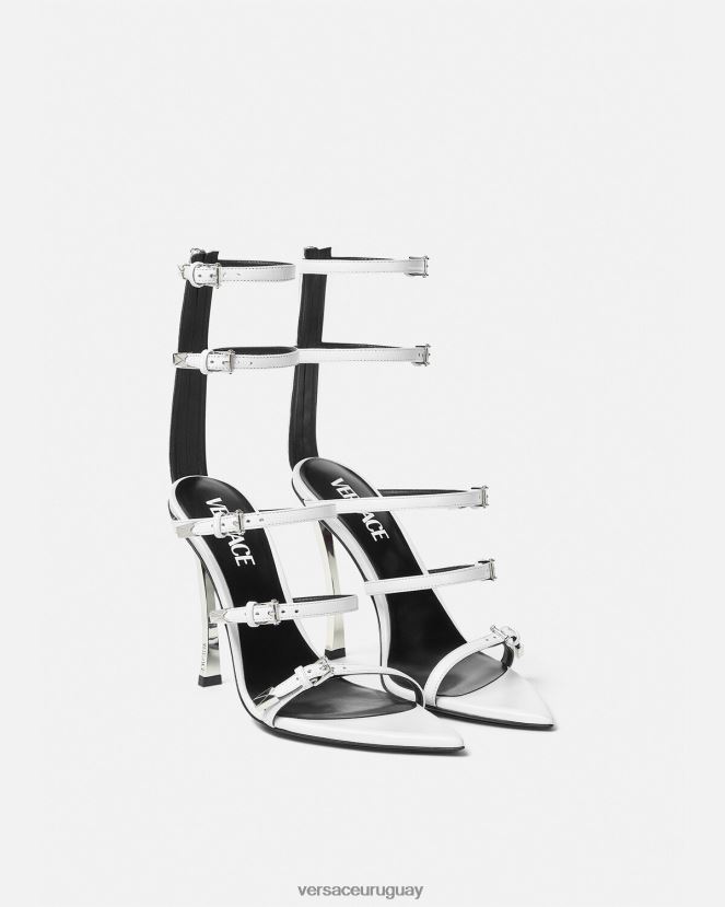 Versace sandalias con punta de alfiler mujer blanco zapato H88R0H388