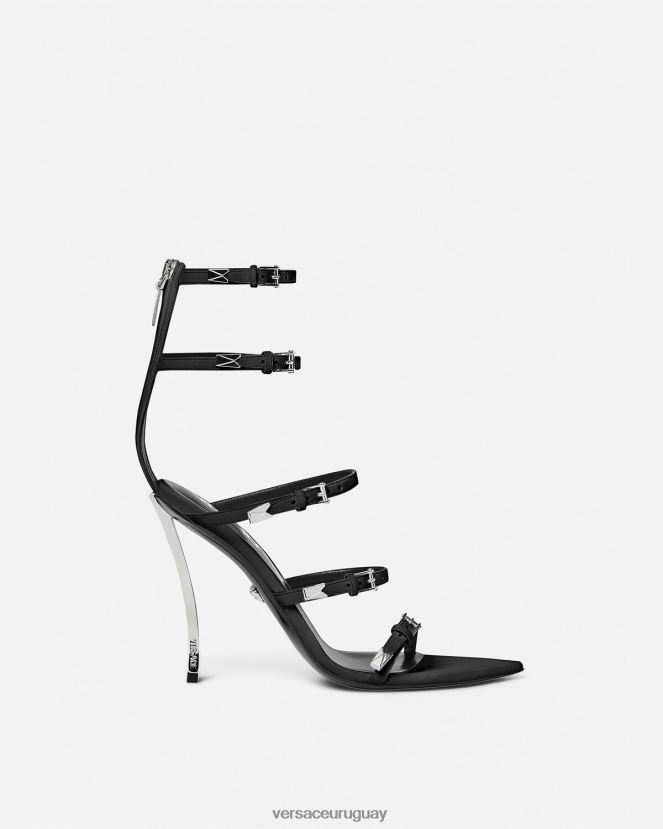 Versace sandalias con punta de alfiler mujer negro zapato H88R0H387