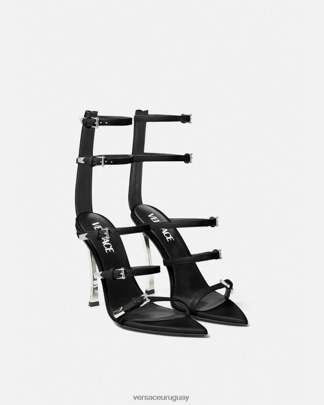 Versace sandalias con punta de alfiler mujer negro zapato H88R0H387