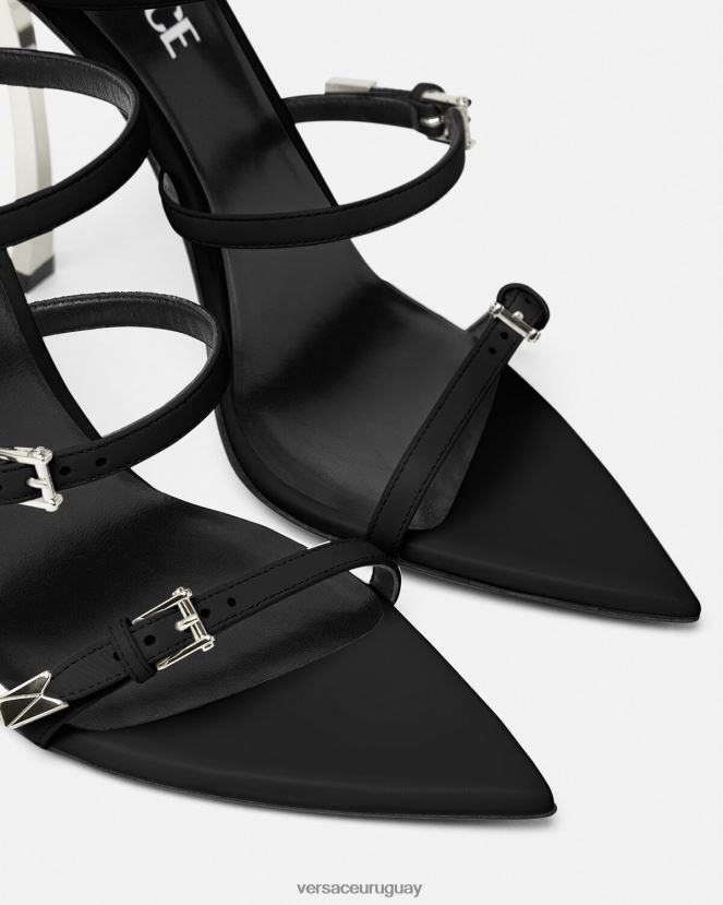 Versace sandalias con punta de alfiler mujer negro zapato H88R0H387