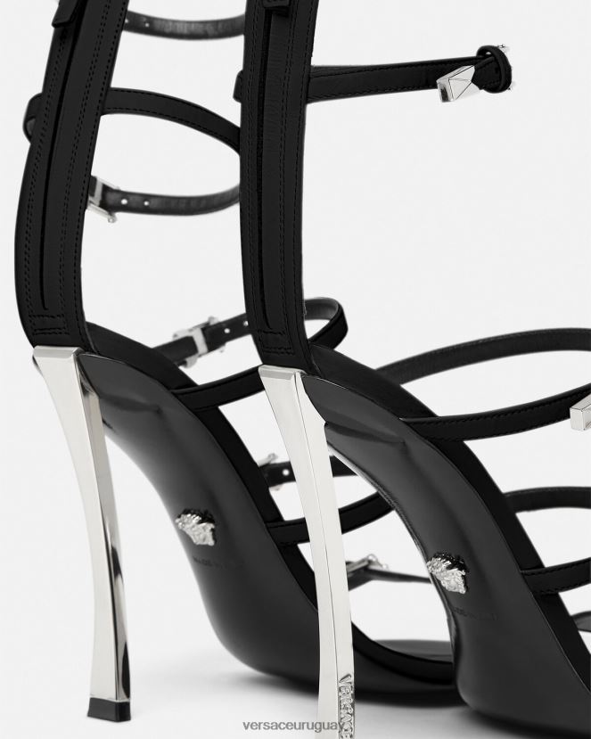 Versace sandalias con punta de alfiler mujer negro zapato H88R0H387
