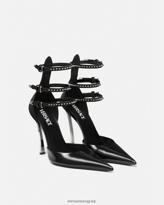Versace zapatos de tacón con punta de aguja mujer negro zapato H88R0H402