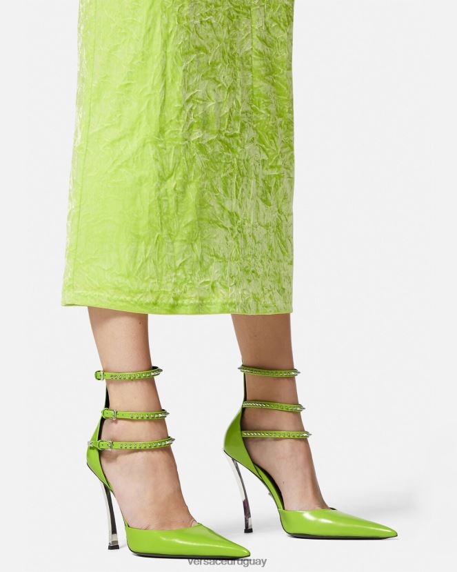 Versace zapatos de tacón con punta de aguja mujer verde zapato H88R0H401